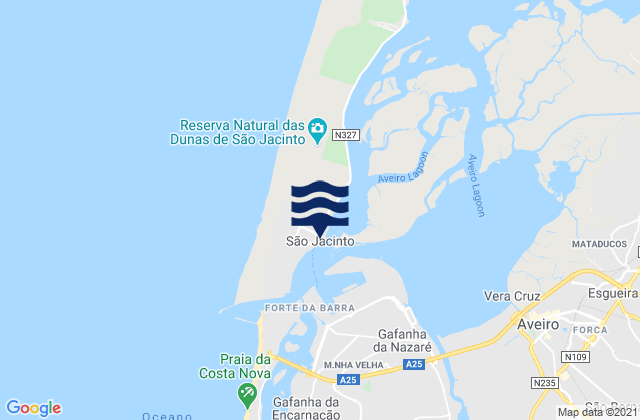 Mapa de mareas Sao Jacinto, Portugal