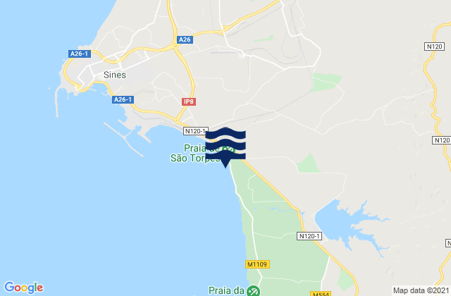 Mapa de mareas Sao Torpes, Portugal