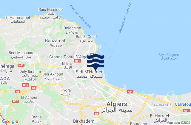 Mapa de mareas Saoula, Algeria