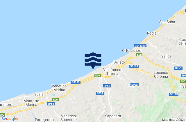Mapa de mareas Saponara, Italy