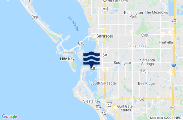 Mapa de mareas Sarasota Bay south end bridge, United States