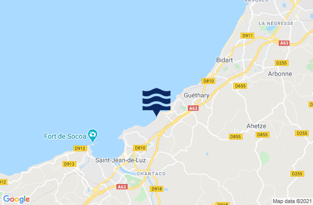 Mapa de mareas Sare, France