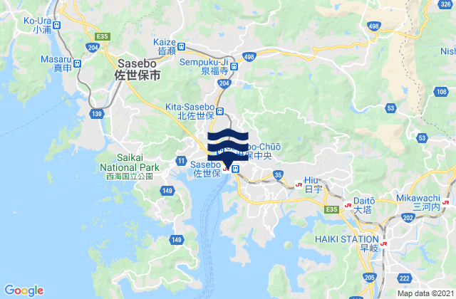 Mapa de mareas Sasebo, Japan