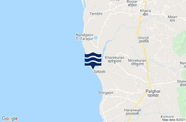 Mapa de mareas Satpati, India