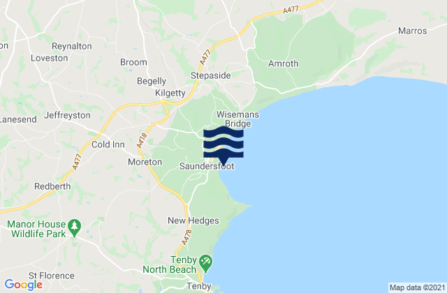 Mapa de mareas Saundersfoot Bay, United Kingdom