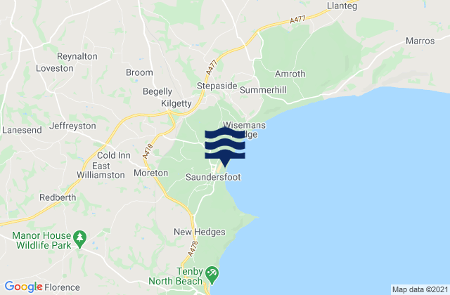 Mapa de mareas Saundersfoot Beach, United Kingdom