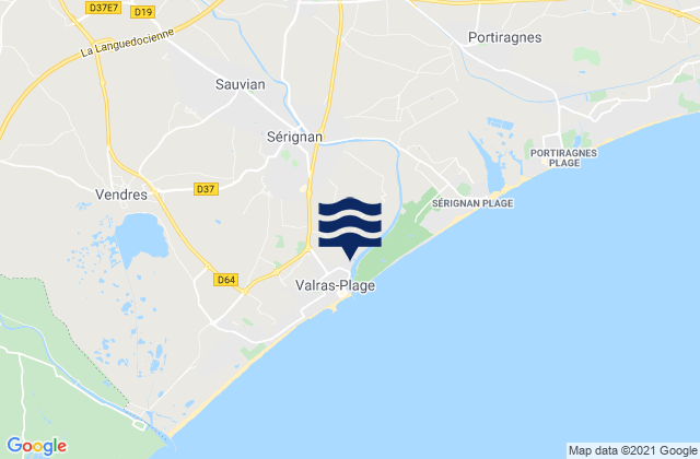 Mapa de mareas Sauvian, France