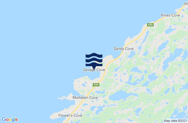 Mapa de mareas Savage Cove, Canada