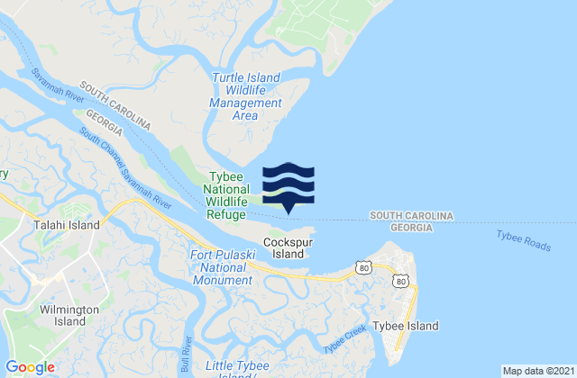 Mapa de mareas Savannah River Entrance (between jetties), United States