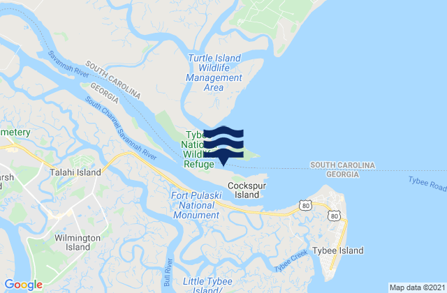 Mapa de mareas Savannah River Entrance Fort Pulaski, United States
