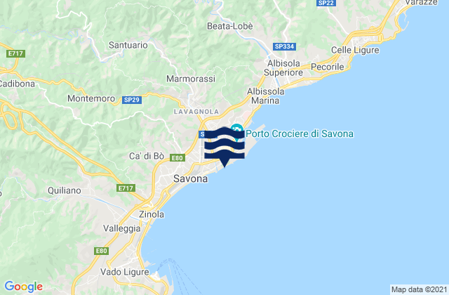 Mapa de mareas Savona, Italy