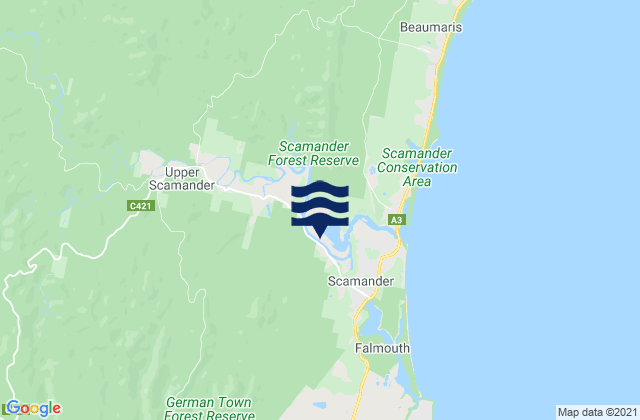 Mapa de mareas Scamander Rivermouth, Australia
