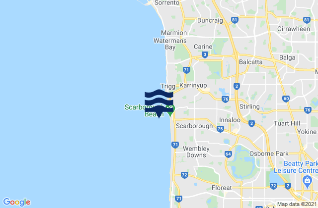 Mapa de mareas Scarborough Beach, Australia