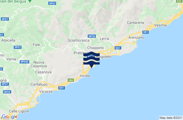 Mapa de mareas Sciarborasca, Italy