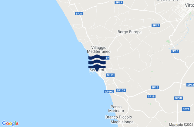Mapa de mareas Scoglitti, Italy