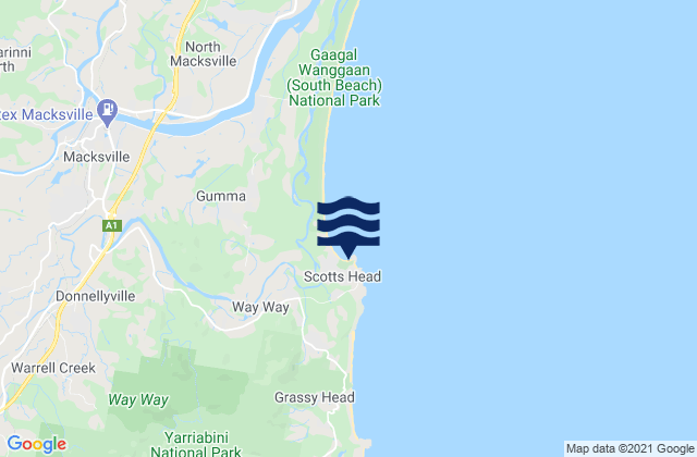Mapa de mareas Scotts Head, Australia