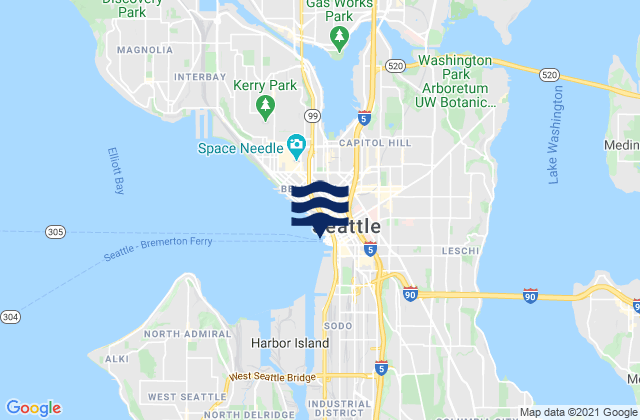 Mapa de mareas Seattle, United States