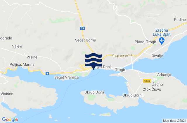 Mapa de mareas Seget, Croatia