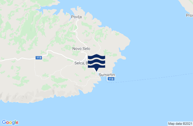 Mapa de mareas Selca, Croatia