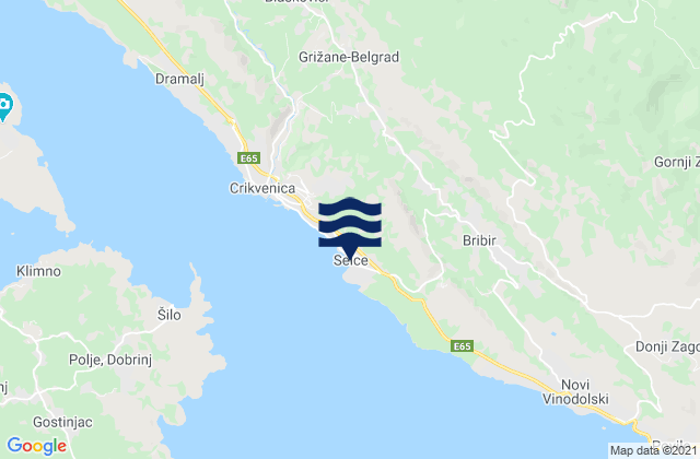Mapa de mareas Selce, Croatia