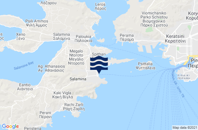Mapa de mareas Selínia, Greece