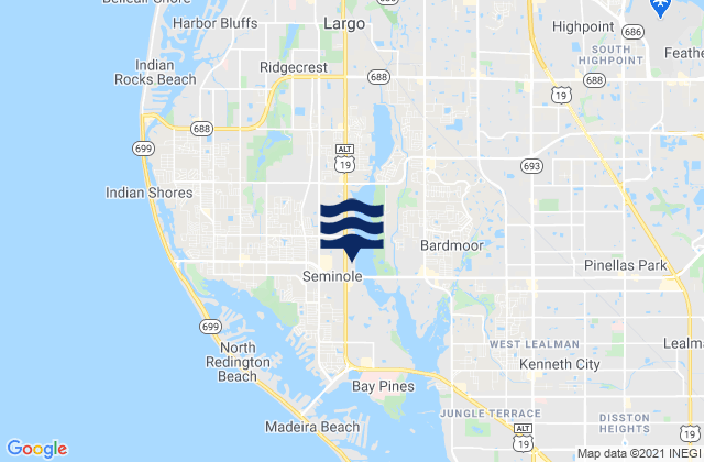 Mapa de mareas Seminole, United States