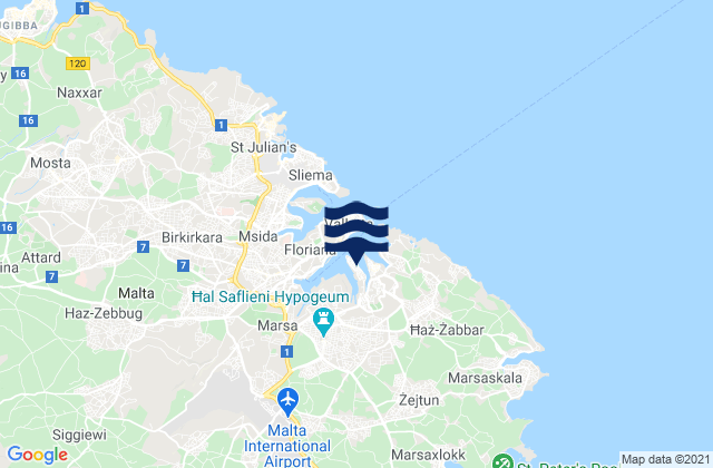 Mapa de mareas Senglea, Malta