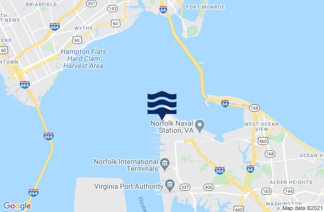 Mapa de mareas Sewells Point, United States