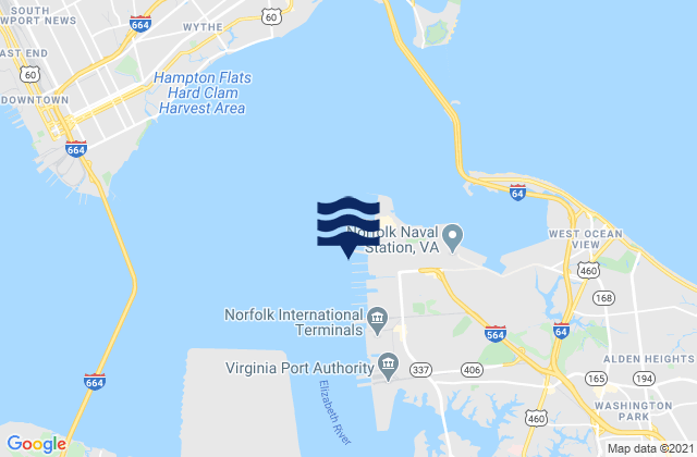 Mapa de mareas Sewells Point pierhead, United States