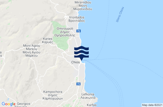 Mapa de mareas Sfikounta Beach (Chios), Greece