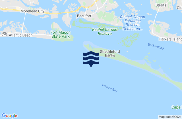 Mapa de mareas Shackleford Banks 0.8 mile S of, United States
