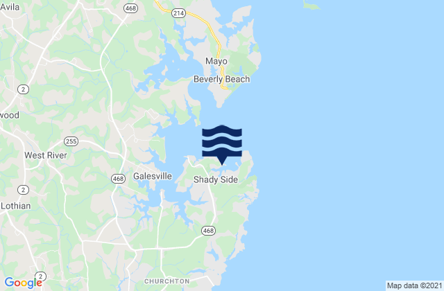 Mapa de mareas Shady Side, United States