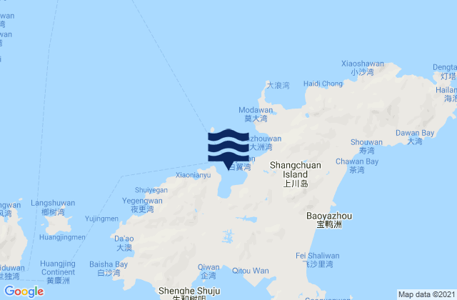Mapa de mareas Shangchuan, China
