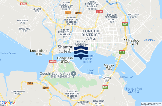 Mapa de mareas Shantou Gang, China