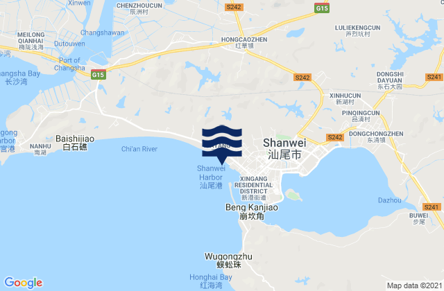 Mapa de mareas Shanwei, China