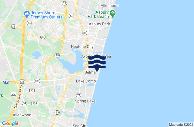 Mapa de mareas Shark River Island Fixed Rr. Bridge, United States
