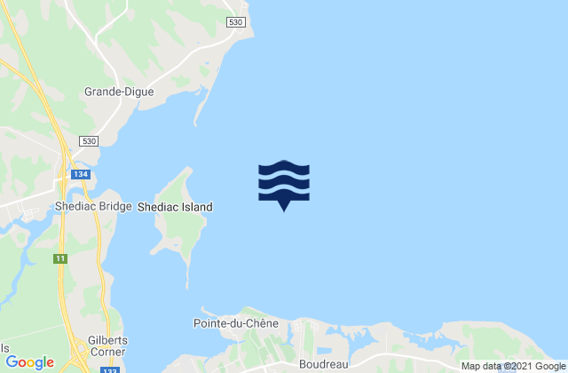 Mapa de mareas Shediac Bay, Canada