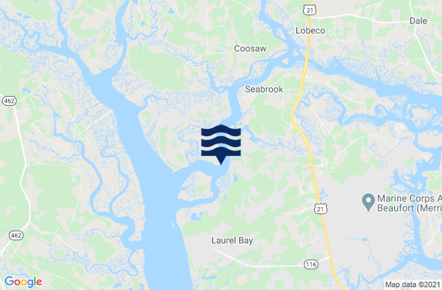 Mapa de mareas Sheldon Huspa Creek Whale Branch, United States