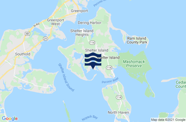 Mapa de mareas Shelter Island, United States