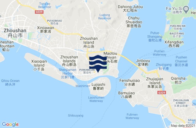 Mapa de mareas Shenjiamen, China