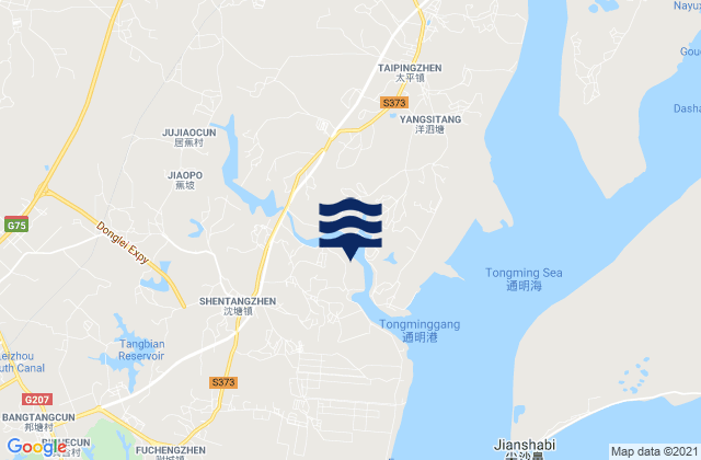 Mapa de mareas Shentang, China