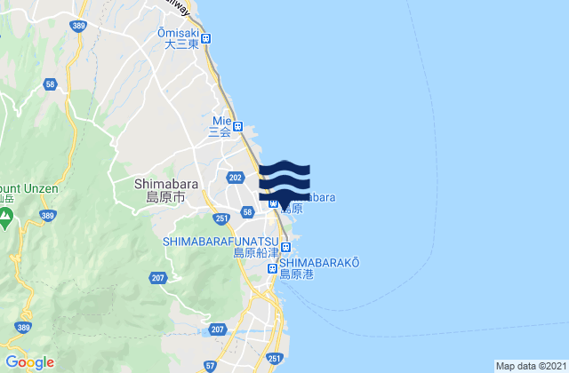 Mapa de mareas Shimabara, Japan
