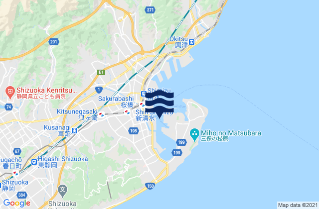 Mapa de mareas Shimizu Ko, Japan