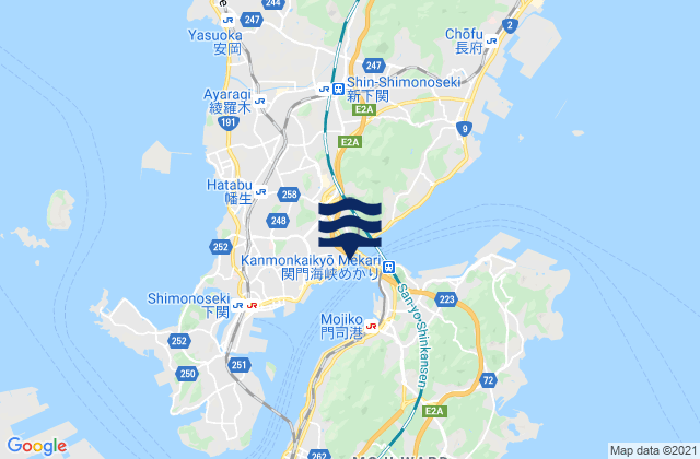 Mapa de mareas Shimonoseki Honshu, Japan