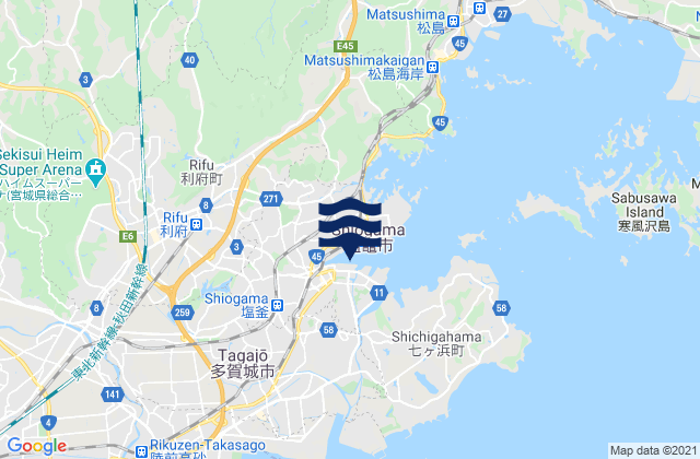 Mapa de mareas Shiogama, Japan