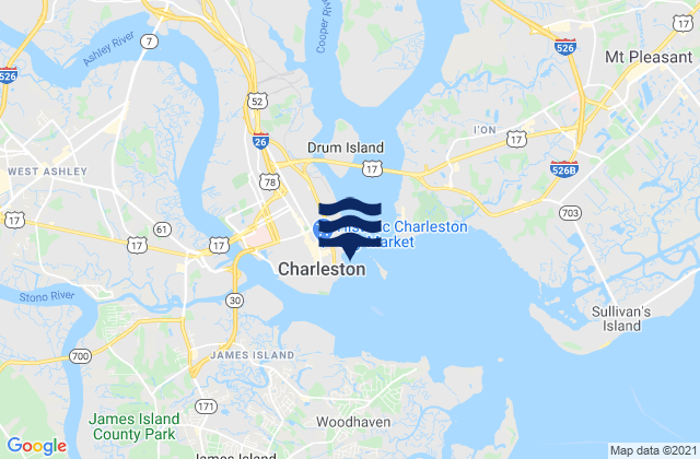 Mapa de mareas Shutes Folly Island 0.4 mile west of, United States