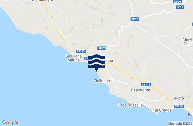 Mapa de mareas Siculiana, Italy