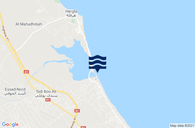 Mapa de mareas Sidi Bou Ali, Tunisia