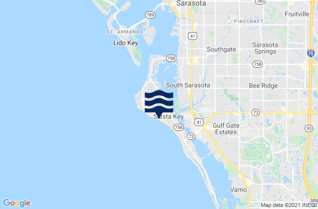 Mapa de mareas Siesta Key Beach, United States