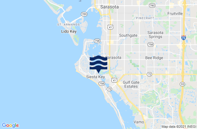 Mapa de mareas Siesta Key, United States